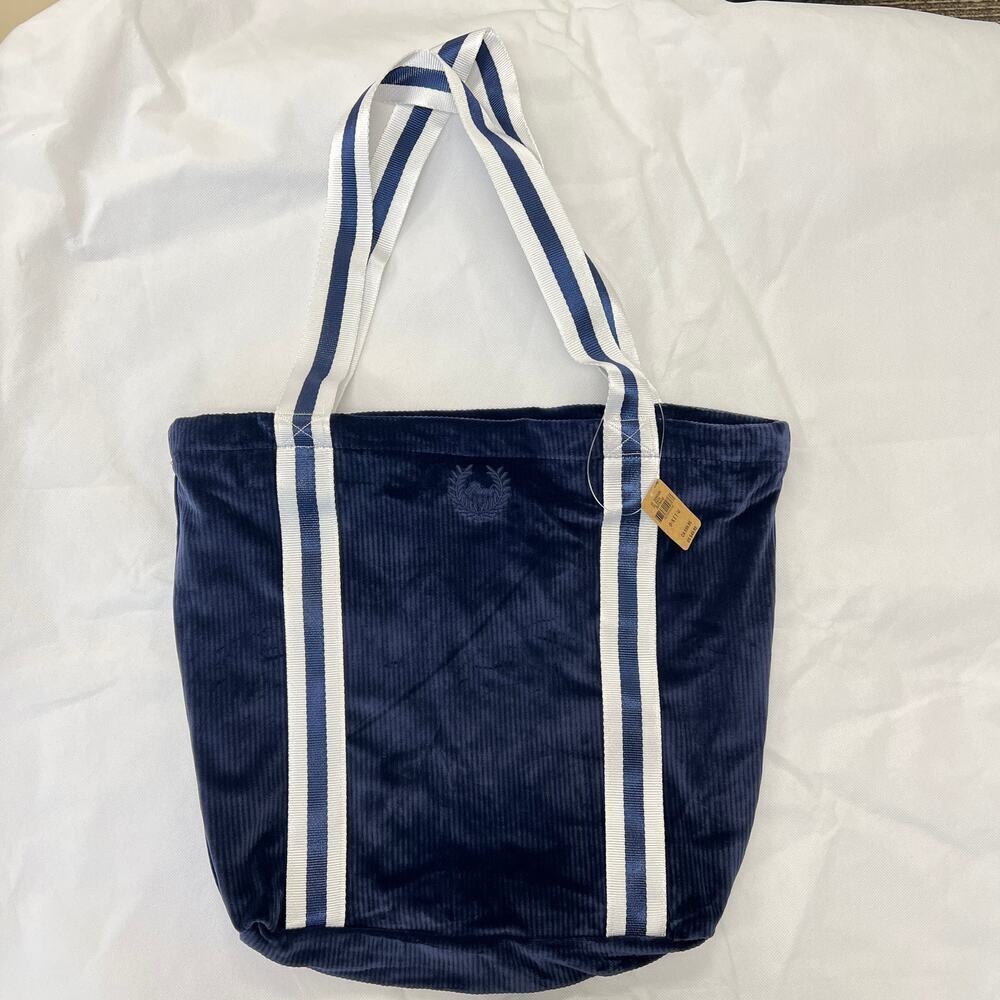 Victoria's Secret Pink Blue Corduroy Tote Bag Soft Zip Top